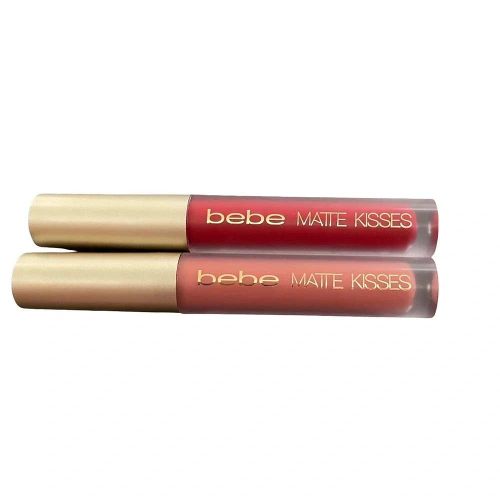 Bebe Matte Kisses Liquid Lipstick true red and natural pink full size set of two - Picture 6 of 10